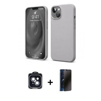 MARSİLYAN™- iPhone 14 Kılıf Kozmos Yansıma Özel Seri - Siyah 3D Antistatik Hayalet Cam Ekran Koruyucu + PVD Metal Kamera Lens - SH