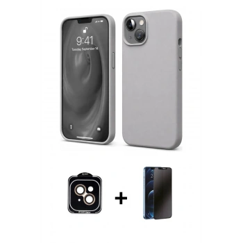 MARSİLYAN™- iPhone 14 Kılıf Kozmos Yansıma Özel Seri - Siyah 3D Antistatik Hayalet Cam Ekran Koruyucu + PVD Metal Kamera Lens - TU