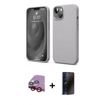 MARSİLYAN™- iPhone 14 Kılıf Kozmos Yansıma Özel Seri - Siyah 3D Antistatik Hayalet Cam Ekran Koruyucu + Raze Metal Kamera Lens - KI