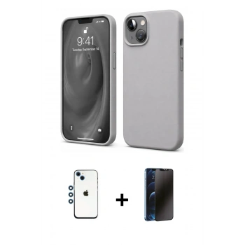 MARSİLYAN™- iPhone 14 Kılıf Kozmos Yansıma Özel Seri - Siyah 3D Antistatik Hayalet Cam Ekran Koruyucu + Shine Kamera Lens - MI