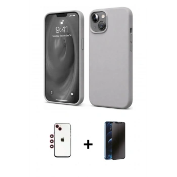 MARSİLYAN™- iPhone 14 Kılıf Kozmos Yansıma Özel Seri - Siyah 3D Antistatik Hayalet Cam Ekran Koruyucu + Shine Kamera Lens - KI