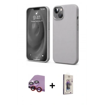 MARSİLYAN™- iPhone 14 Kılıf Kozmos Yansıma Özel Seri - Siyah Bilvis 3D Cam Ekran Koruyucu + Raze Metal Kamera Lens - KI