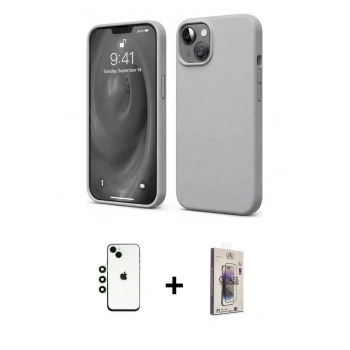 MARSİLYAN™- iPhone 14 Kılıf Kozmos Yansıma Özel Seri - Siyah Bilvis 3D Cam Ekran Koruyucu + Shine Kamera Lens - YL