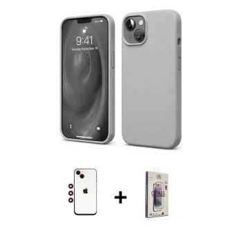 MARSİLYAN™- iPhone 14 Kılıf Kozmos Yansıma Özel Seri - Siyah Bilvis 3D Cam Ekran Koruyucu + Shine Kamera Lens - KI
