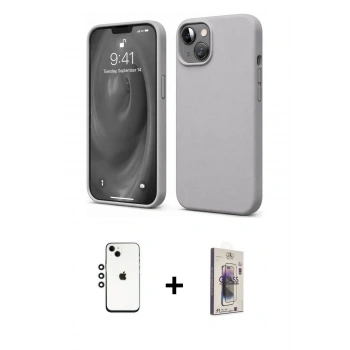 MARSİLYAN™- iPhone 14 Kılıf Kozmos Yansıma Özel Seri - Siyah Bilvis 3D Cam Ekran Koruyucu + Shine Kamera Lens - GS