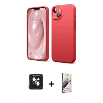 MARSİLYAN™- iPhone 14 Kılıf Kozmos Yansıma Özel Seri - Siyah Bilvis 3D Mat Cam Ekran Koruyucu + PVD Metal Kamera Lens - PE