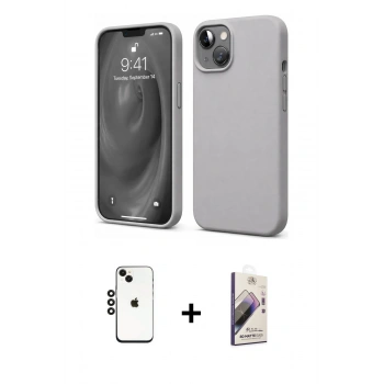 MARSİLYAN™- iPhone 14 Kılıf Kozmos Yansıma Özel Seri - Siyah Bilvis 3D Mat Cam Ekran Koruyucu + Shine Kamera Lens - SH