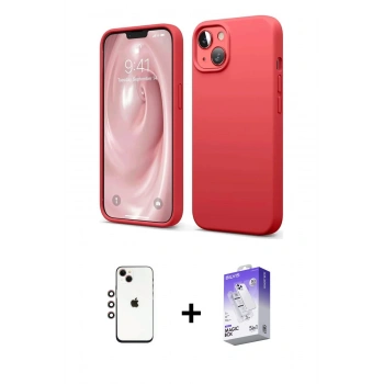 MARSİLYAN™- iPhone 14 Kılıf Kozmos Yansıma Özel Seri - Siyah Bilvis 5in1 3D Magic Cam Ekran Koruyucu + Shine Kamera Lens - GI