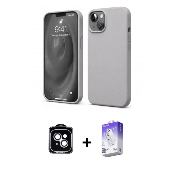 MARSİLYAN™- iPhone 14 Kılıf Kozmos Yansıma Özel Seri - Siyah Bilvis 5in1 3D Magic Cam Ekran Koruyucu + PVD Metal Kamera Lens - MI
