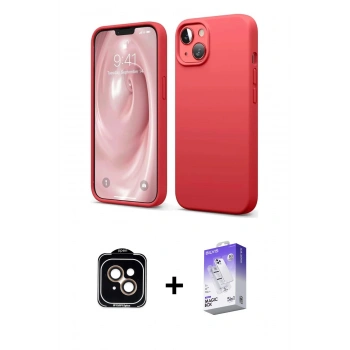 MARSİLYAN™- iPhone 14 Kılıf Kozmos Yansıma Özel Seri - Siyah Bilvis 5in1 3D Magic Cam Ekran Koruyucu + PVD Metal Kamera Lens - TU