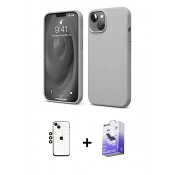 MARSİLYAN™- iPhone 14 Kılıf Kozmos Yansıma Özel Seri - Siyah Bilvis 5in1 5D Magic Hayalet Cam Ekran Koruyucu + Shine Kamera Lens - SH