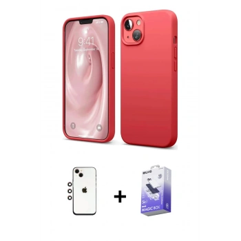 MARSİLYAN™- iPhone 14 Kılıf Kozmos Yansıma Özel Seri - Siyah Bilvis 5in1 5D Magic Hayalet Cam Ekran Koruyucu + Shine Kamera Lens - GI