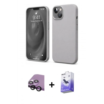 MARSİLYAN™- iPhone 14 Kılıf Kozmos Yansıma Özel Seri - Siyah Bilvis 5in1 5D Magic Hayalet Cam Ekran Koruyucu + Raze Metal Kamera Lens - SH