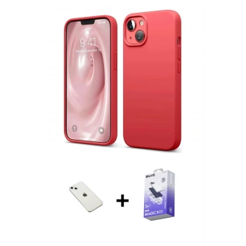 MARSİLYAN™- iPhone 14 Kılıf Kozmos Yansıma Özel Seri - Siyah Bilvis 5in1 5D Magic Hayalet Cam Ekran Koruyucu + Diamond Kamera Lens - SABE