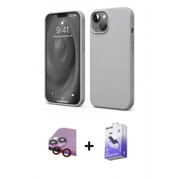 MARSİLYAN™- iPhone 14 Kılıf Kozmos Yansıma Özel Seri - Siyah Bilvis 5in1 5D Magic Hayalet Cam Ekran Koruyucu + Raze Metal Kamera Lens - KI