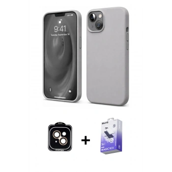 MARSİLYAN™- iPhone 14 Kılıf Kozmos Yansıma Özel Seri - Siyah Bilvis 5in1 5D Magic Hayalet Cam Ekran Koruyucu + PVD Metal Kamera Lens - TU