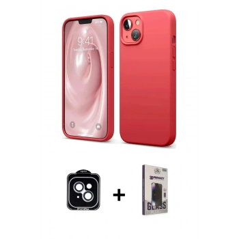 MARSİLYAN™- iPhone 14 Kılıf Kozmos Yansıma Özel Seri - Siyah Bilvis Hayalet Cam Ekran Koruyucu + PVD Metal Kamera Lens - MI
