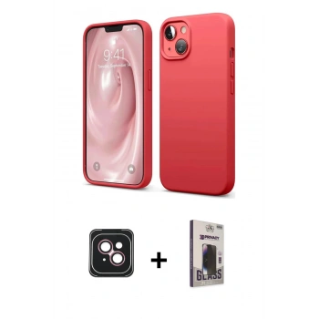 MARSİLYAN™- iPhone 14 Kılıf Kozmos Yansıma Özel Seri - Siyah Bilvis Hayalet Cam Ekran Koruyucu + PVD Metal Kamera Lens - PE