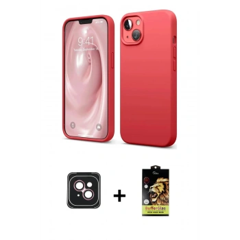 MARSİLYAN™- iPhone 14 Kılıf Kozmos Yansıma Özel Seri - Siyah Buffer Cam Ekran Koruyucu + PVD Metal Kamera Lens - PE