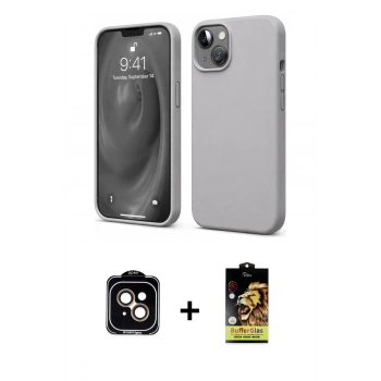 MARSİLYAN™- iPhone 14 Kılıf Kozmos Yansıma Özel Seri - Siyah Buffer Cam Ekran Koruyucu + PVD Metal Kamera Lens - TU