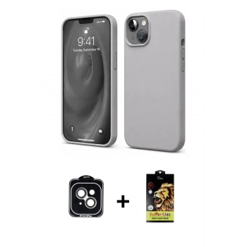 MARSİLYAN™- iPhone 14 Kılıf Kozmos Yansıma Özel Seri - Siyah Buffer Cam Ekran Koruyucu + PVD Metal Kamera Lens - YL