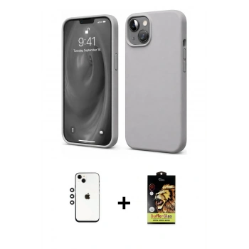 MARSİLYAN™- iPhone 14 Kılıf Kozmos Yansıma Özel Seri - Siyah Buffer Cam Ekran Koruyucu + Shine Kamera Lens - GS