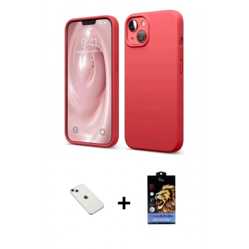 MARSİLYAN™- iPhone 14 Kılıf Kozmos Yansıma Özel Seri - Siyah Buffer Hayalet Cam Ekran Koruyucu + Diamond Kamera Lens - KI