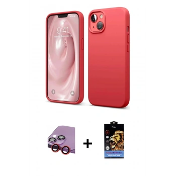 MARSİLYAN™- iPhone 14 Kılıf Kozmos Yansıma Özel Seri - Siyah Buffer Hayalet Cam Ekran Koruyucu + Raze Metal Kamera Lens - KI