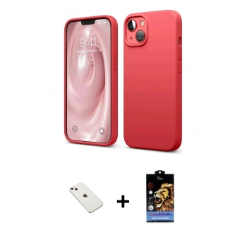MARSİLYAN™- iPhone 14 Kılıf Kozmos Yansıma Özel Seri - Siyah Buffer Hayalet Cam Ekran Koruyucu + Diamond Kamera Lens - PE