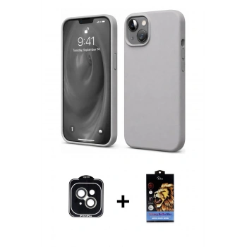 MARSİLYAN™- iPhone 14 Kılıf Kozmos Yansıma Özel Seri - Siyah Buffer Hayalet Cam Ekran Koruyucu + PVD Metal Kamera Lens - YL