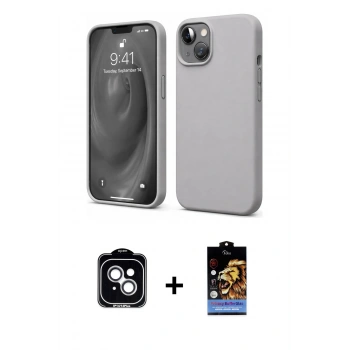 MARSİLYAN™- iPhone 14 Kılıf Kozmos Yansıma Özel Seri - Siyah Buffer Hayalet Cam Ekran Koruyucu + PVD Metal Kamera Lens - GS