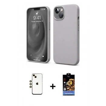 MARSİLYAN™- iPhone 14 Kılıf Kozmos Yansıma Özel Seri - Siyah Buffer Hayalet Cam Ekran Koruyucu + Shine Kamera Lens - GD
