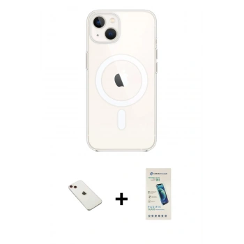 MARSİLYAN™- iPhone 14 Kılıf Kutup Klasik Serisi - Şeffaf Pasifik Cam Ekran Koruyucu + Diamond Kamera Lens - KI