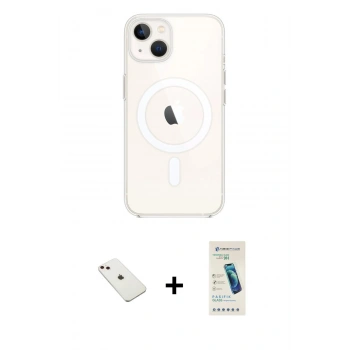 MARSİLYAN™- iPhone 14 Kılıf Kutup Klasik Serisi - Şeffaf Pasifik Cam Ekran Koruyucu + Diamond Kamera Lens - PE