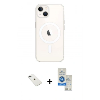 MARSİLYAN™- iPhone 14 Kılıf Kutup Klasik Serisi - Şeffaf Royal Nano Ekran Koruyucu + Diamond Kamera Lens - SABE