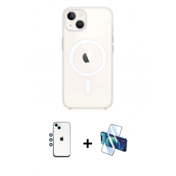 MARSİLYAN™- iPhone 14 Kılıf Kutup Klasik Serisi - Siyah 3D Antistatik Cam Ekran Koruyucu + Shine Kamera Lens - MI