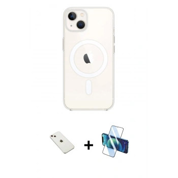 MARSİLYAN™- iPhone 14 Kılıf Kutup Klasik Serisi - Siyah 3D Antistatik Cam Ekran Koruyucu + Diamond Kamera Lens - PE