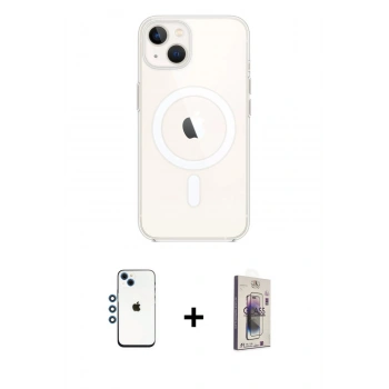 MARSİLYAN™- iPhone 14 Kılıf Kutup Klasik Serisi - Siyah Bilvis 3D Cam Ekran Koruyucu + Shine Kamera Lens - MI
