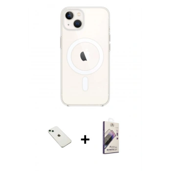 MARSİLYAN™- iPhone 14 Kılıf Kutup Klasik Serisi - Siyah Bilvis 3D Mat Cam Ekran Koruyucu + Diamond Kamera Lens - YL