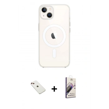 MARSİLYAN™- iPhone 14 Kılıf Kutup Klasik Serisi - Siyah Bilvis 3D Mat Cam Ekran Koruyucu + Diamond Kamera Lens - KI