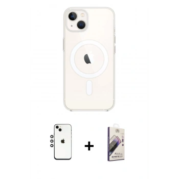 MARSİLYAN™- iPhone 14 Kılıf Kutup Klasik Serisi - Siyah Bilvis 3D Mat Cam Ekran Koruyucu + Shine Kamera Lens - GS
