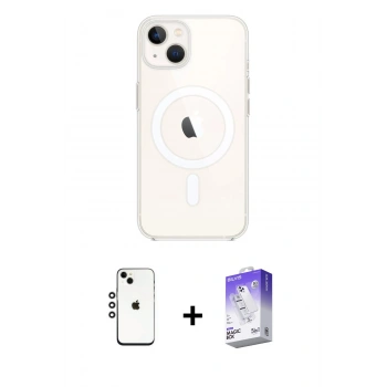 MARSİLYAN™- iPhone 14 Kılıf Kutup Klasik Serisi - Siyah Bilvis 5in1 3D Magic Cam Ekran Koruyucu + Shine Kamera Lens - GS