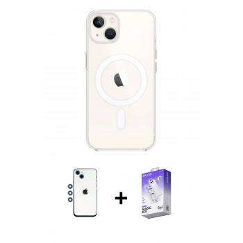 MARSİLYAN™- iPhone 14 Kılıf Kutup Klasik Serisi - Siyah Bilvis 5in1 3D Magic Cam Ekran Koruyucu + Shine Kamera Lens - MI