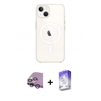 MARSİLYAN™- iPhone 14 Kılıf Kutup Klasik Serisi - Siyah Bilvis 5in1 3D Magic Cam Ekran Koruyucu + Raze Metal Kamera Lens - MR