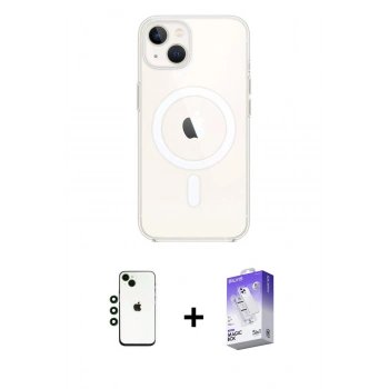 MARSİLYAN™- iPhone 14 Kılıf Kutup Klasik Serisi - Siyah Bilvis 5in1 3D Magic Cam Ekran Koruyucu + Shine Kamera Lens - YL