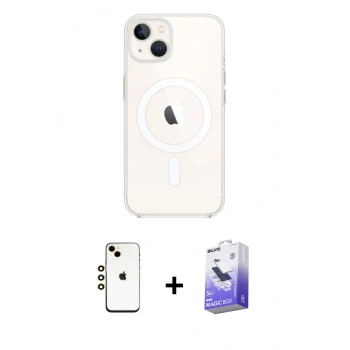 MARSİLYAN™- iPhone 14 Kılıf Kutup Klasik Serisi - Siyah Bilvis 5in1 5D Magic Hayalet Cam Ekran Koruyucu + Shine Kamera Lens - GD