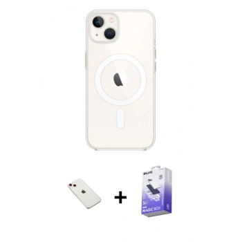 MARSİLYAN™- iPhone 14 Kılıf Kutup Klasik Serisi - Siyah Bilvis 5in1 5D Magic Hayalet Cam Ekran Koruyucu + Diamond Kamera Lens - KI