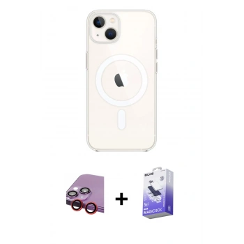 MARSİLYAN™- iPhone 14 Kılıf Kutup Klasik Serisi - Siyah Bilvis 5in1 5D Magic Hayalet Cam Ekran Koruyucu + Raze Metal Kamera Lens - KI