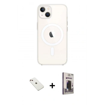 MARSİLYAN™- iPhone 14 Kılıf Kutup Klasik Serisi - Siyah Bilvis Hayalet Cam Ekran Koruyucu + Diamond Kamera Lens - PE
