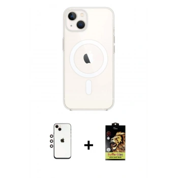 MARSİLYAN™- iPhone 14 Kılıf Kutup Klasik Serisi - Siyah Buffer Cam Ekran Koruyucu + Shine Kamera Lens - GI